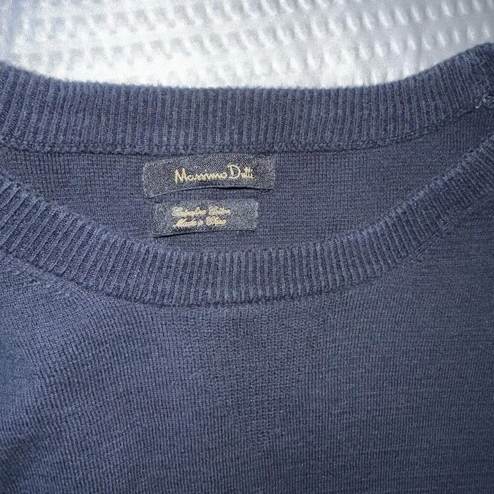 MASSIMO DUTTI Mens Crew Neck Jumper Sweater Size M Blue Cotton
